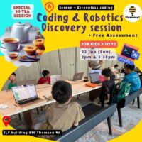 22 Jun (Sun), SLF building 510 Thomson Rd- Coding & Robotics Discovery Session
